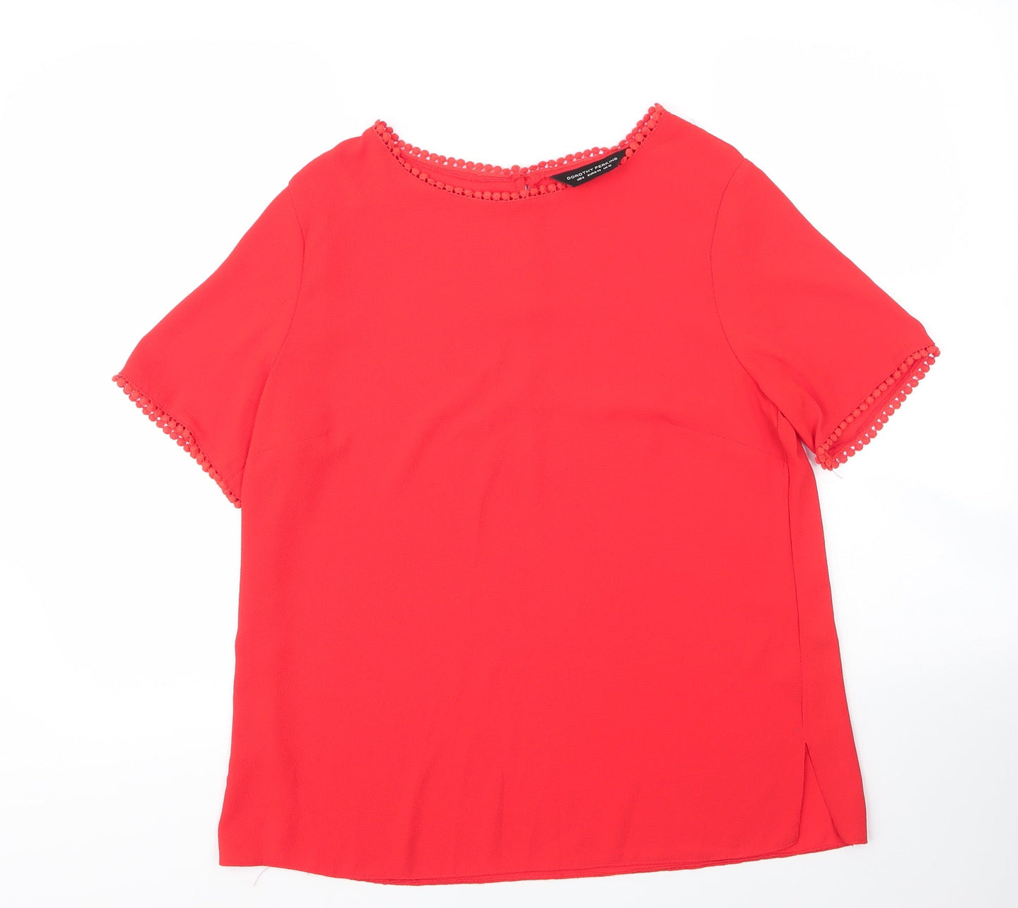 Dorothy Perkins Womens Red  Polyester Basic Blouse Size 12 Round Neck