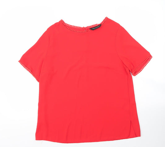 Dorothy Perkins Womens Red  Polyester Basic Blouse Size 12 Round Neck