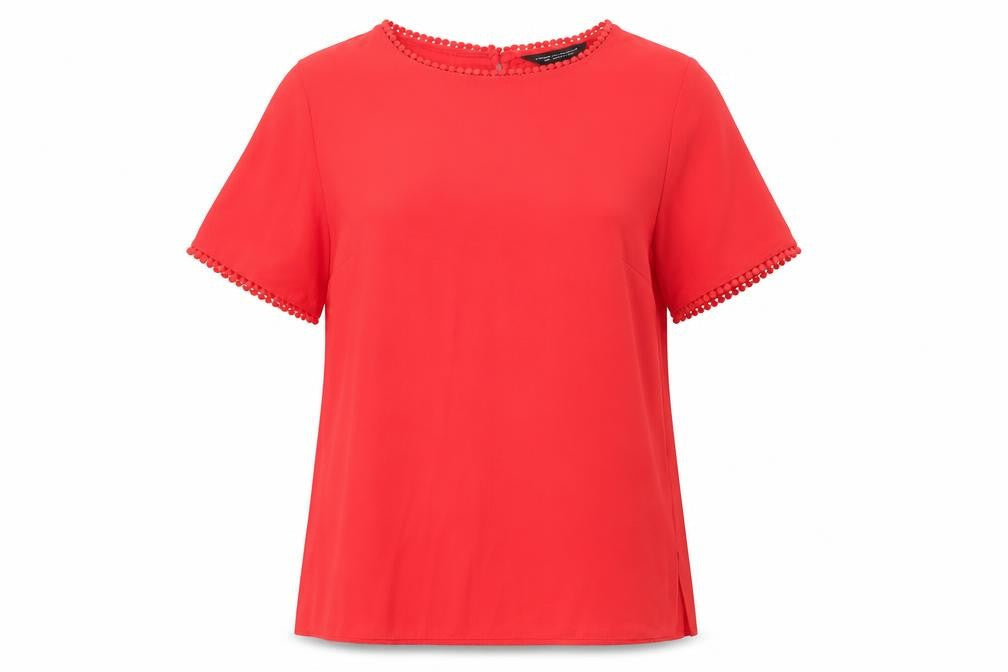 Dorothy Perkins Womens Red  Polyester Basic Blouse Size 12 Round Neck