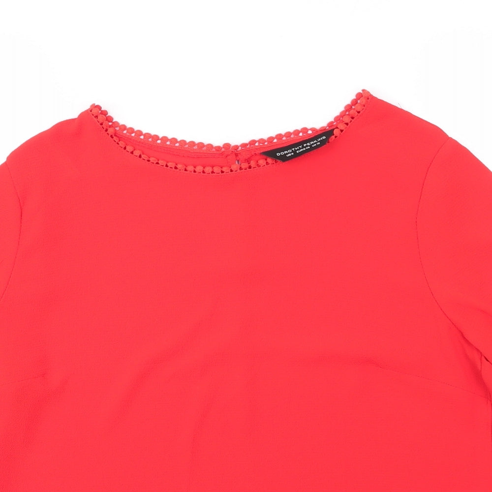 Dorothy Perkins Womens Red  Polyester Basic Blouse Size 12 Round Neck