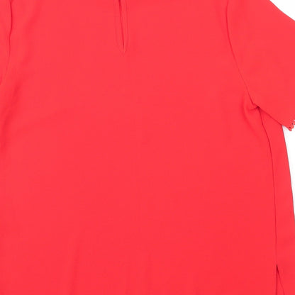 Dorothy Perkins Womens Red  Polyester Basic Blouse Size 12 Round Neck