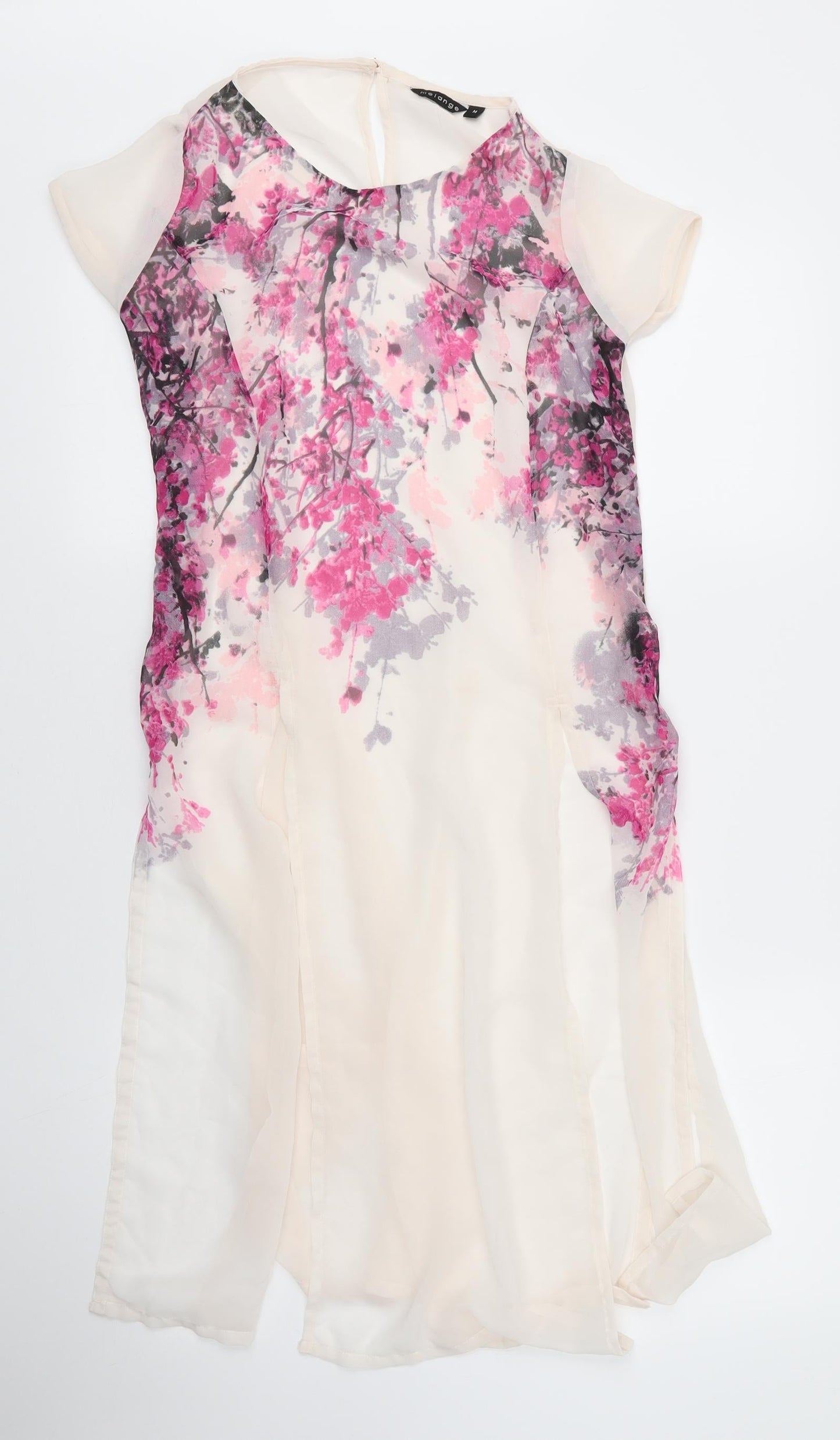 Melange Womens Beige Floral Polyester Shift  Size M  Round Neck
