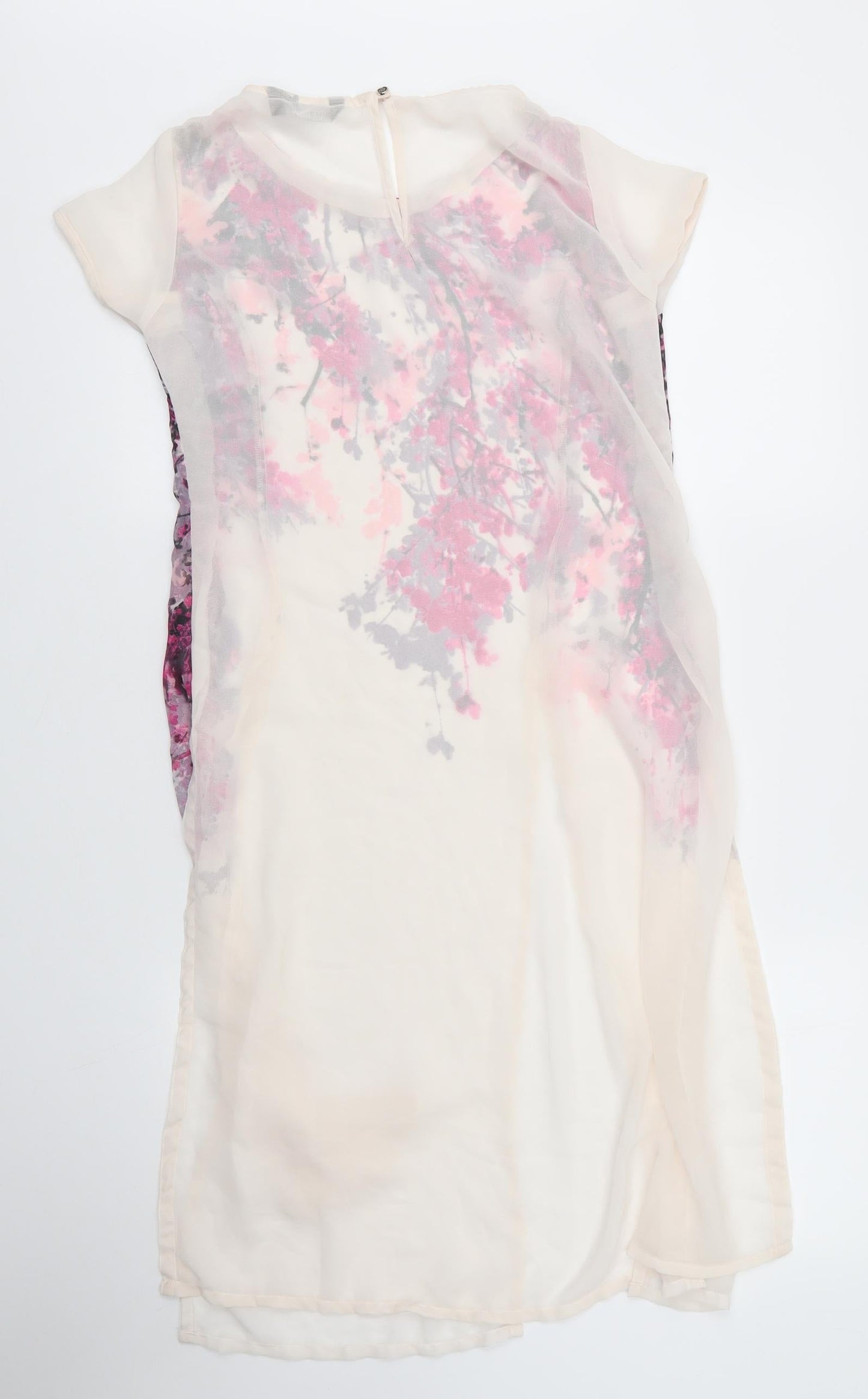 Melange Womens Beige Floral Polyester Shift  Size M  Round Neck