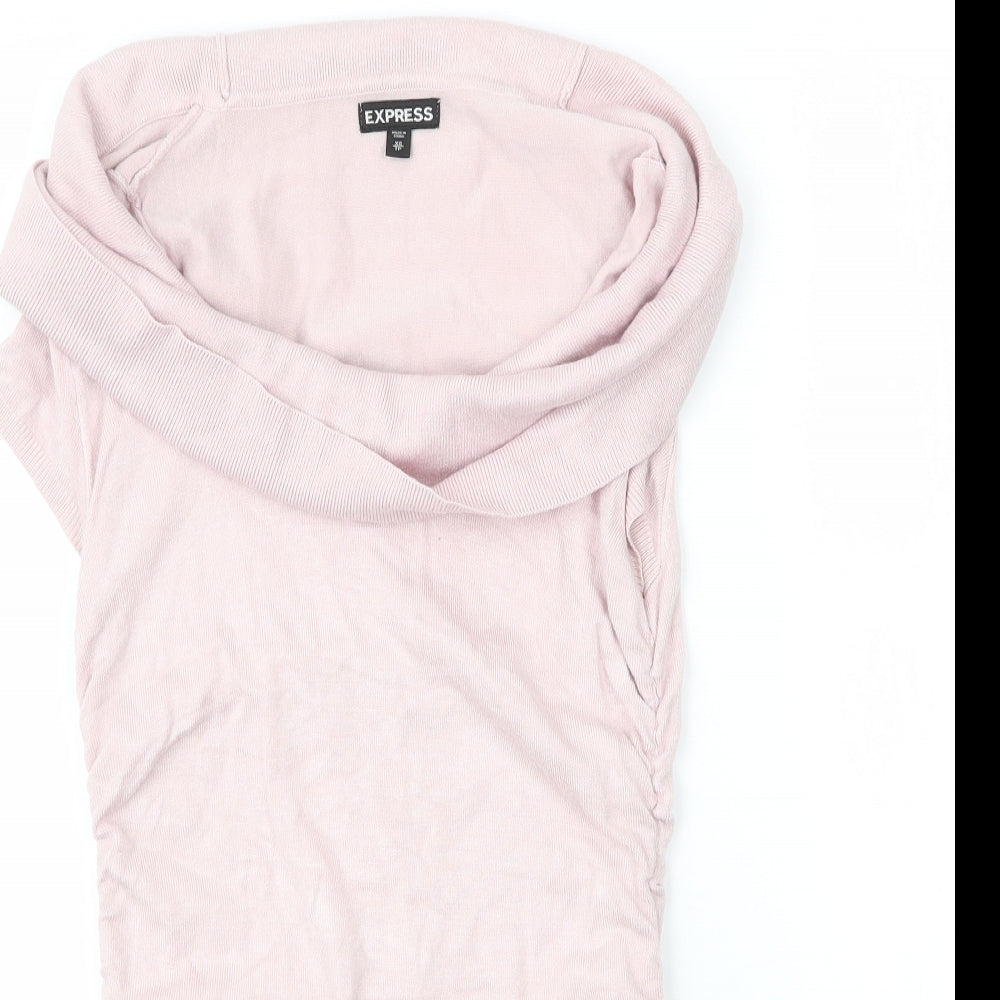 Express Womens Pink  Nylon Basic Blouse Size XS Cowl Neck