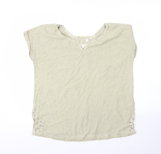 NEXT Womens Green  Cotton Basic T-Shirt Size 12 Round Neck