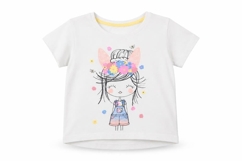 Matalan Girls White  Cotton Basic T-Shirt Size 12 Months Round Neck