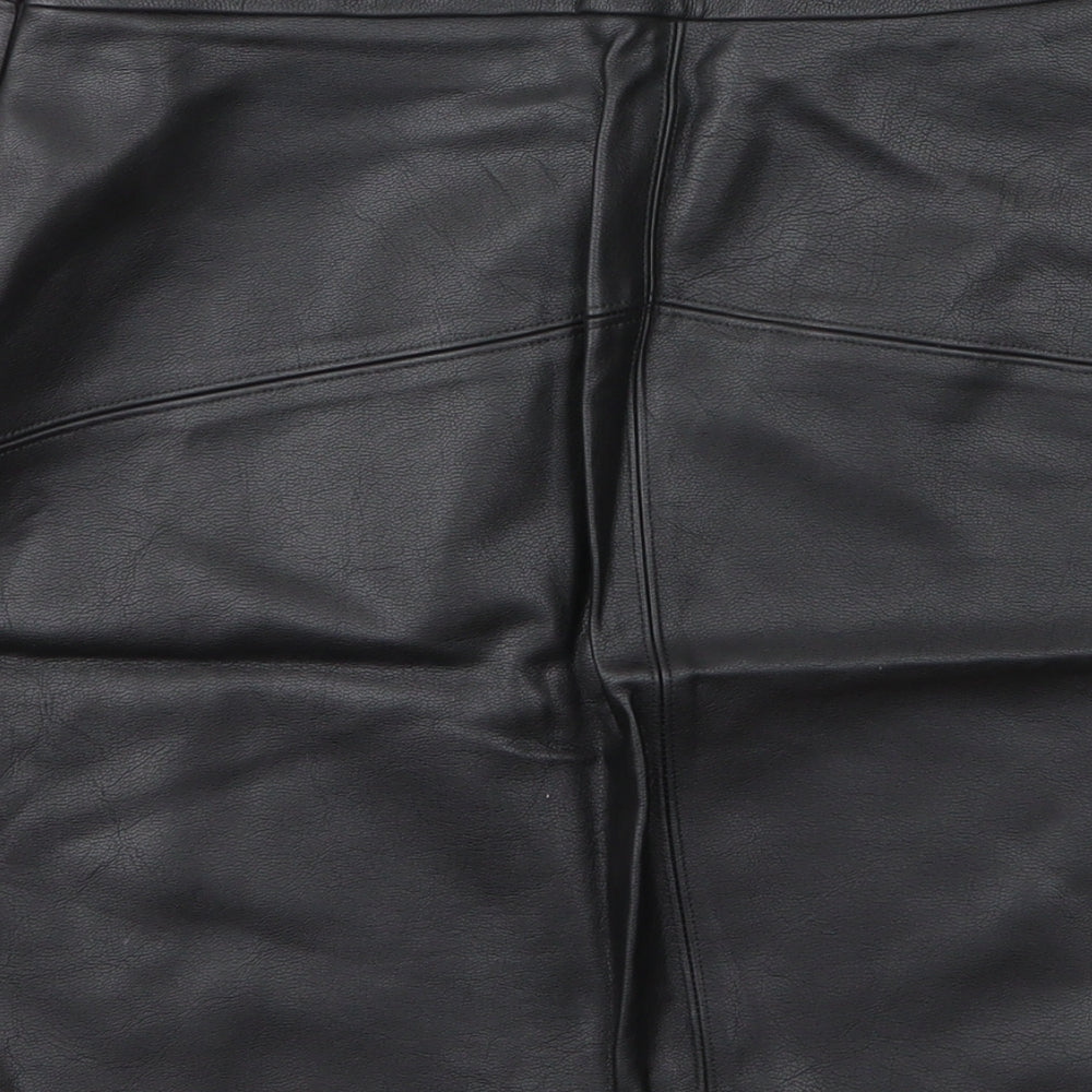 Papaya Womens Black  Polyurethane A-Line Skirt Size S   Zip