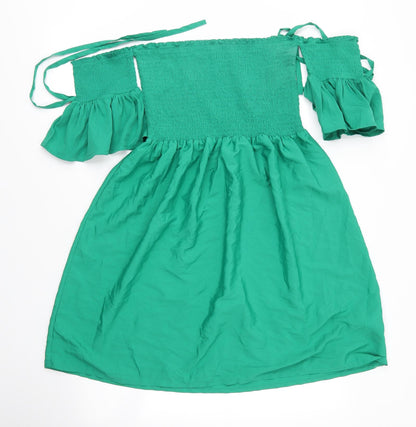 Be You Womens Green  Polyester Basic Blouse Size 12 One Shoulder