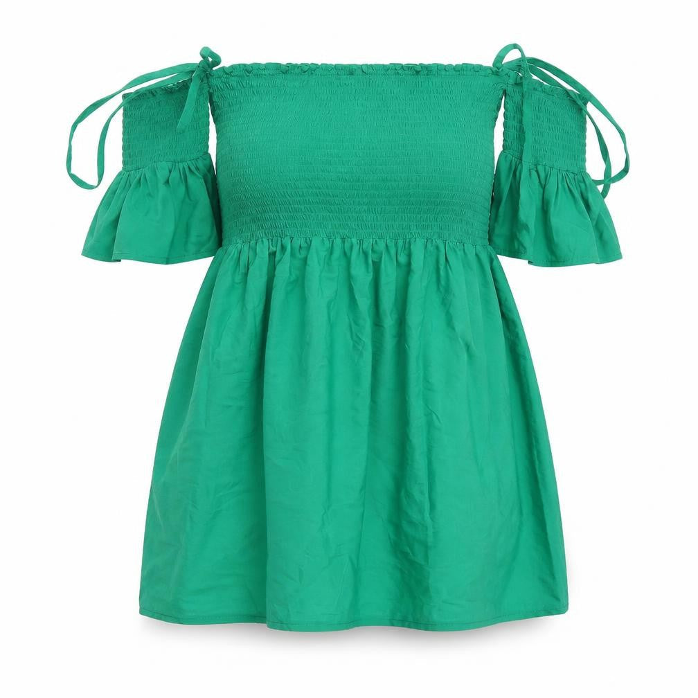 Be You Womens Green  Polyester Basic Blouse Size 12 One Shoulder