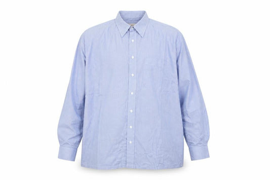 Ming Dynasty Mens Blue Check Cotton  Button-Up Size XL Collared Button