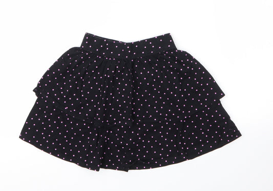 George Girls Black  Cotton A-Line Skirt Size 7 Years  Regular