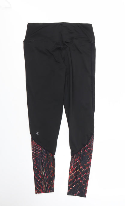 WorkOut Womens Black  Polyester Compression Leggings Size S L24 in Regular