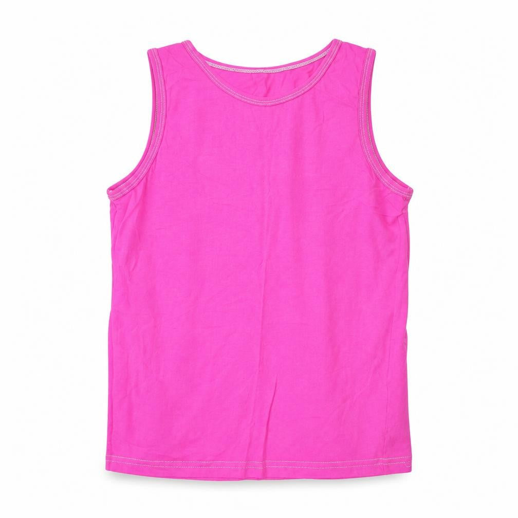 George Girls Pink  Cotton Basic Tank Size 9 Years Round Neck