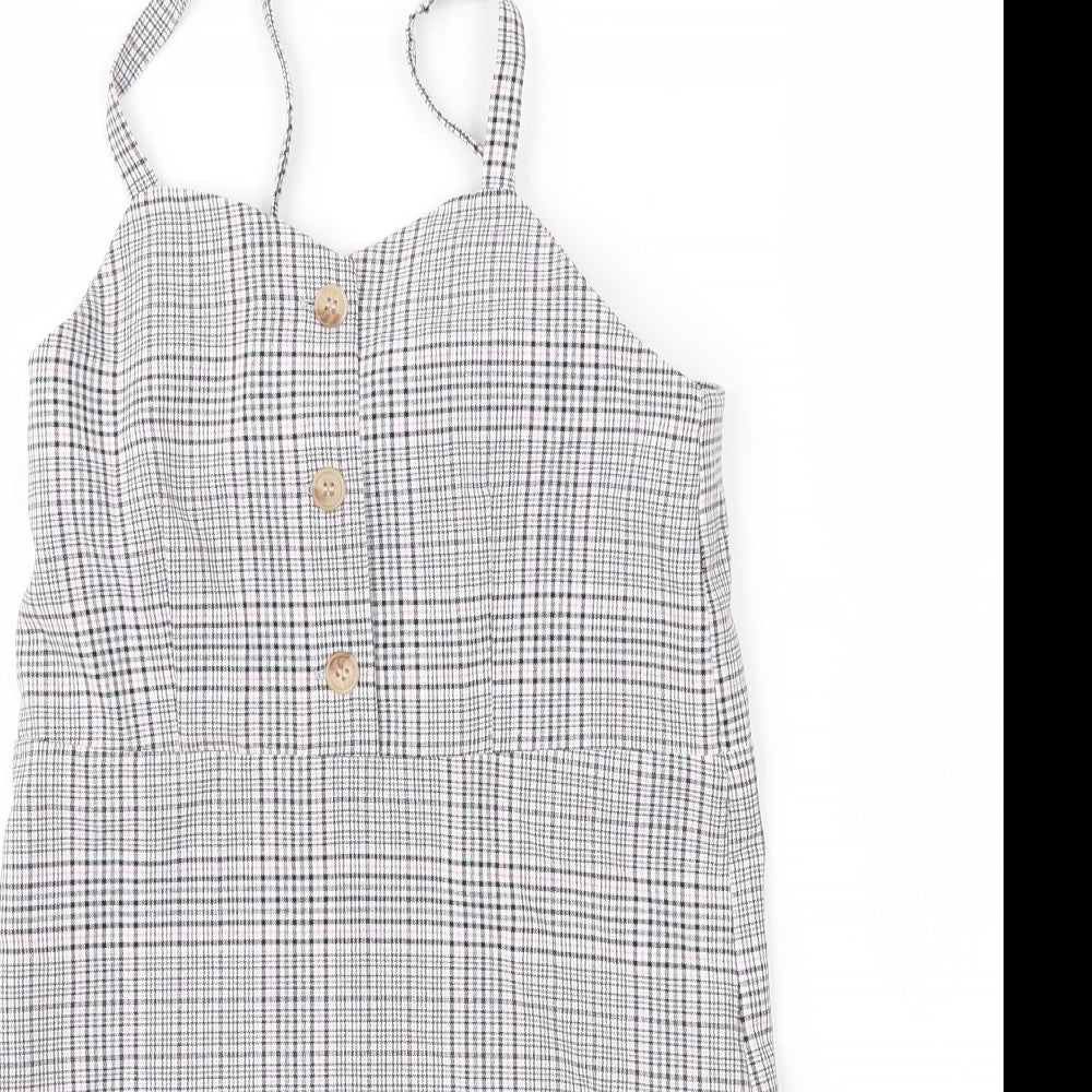 Primark Girls Pink Plaid Viscose A-Line  Size 8 Years  V-Neck