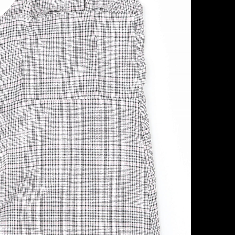 Primark Girls Pink Plaid Viscose A-Line  Size 8 Years  V-Neck