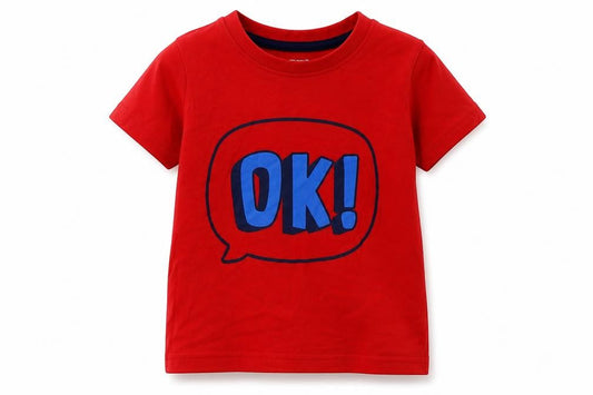 Primark Boys Red  Cotton Basic T-Shirt Size 12-18 Months Crew Neck Pullover - OK