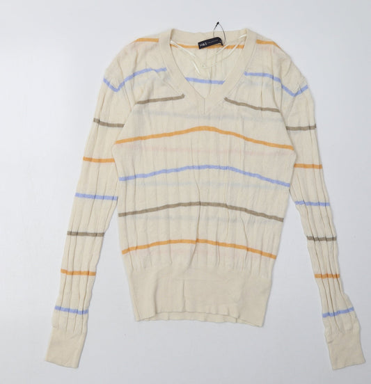 Marks and Spencer Womens Beige Striped Viscose Pullover Sweatshirt Size S  Pullover