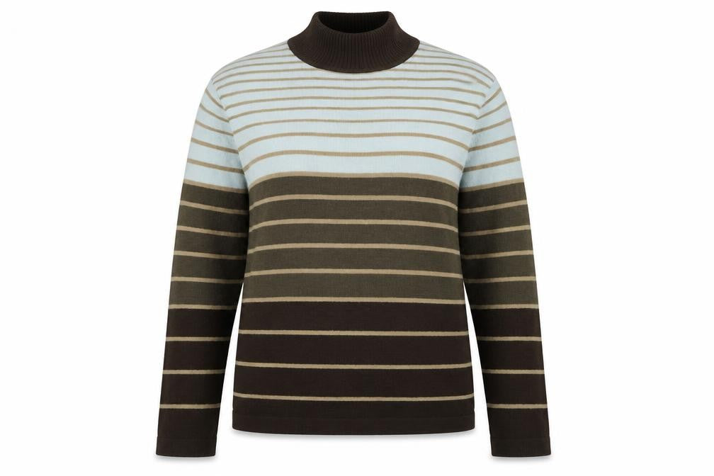 dixie Womens Brown Striped Acrylic Pullover Sweatshirt Size 16  Pullover