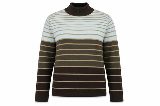 dixie Womens Brown Striped Acrylic Pullover Sweatshirt Size 16  Pullover