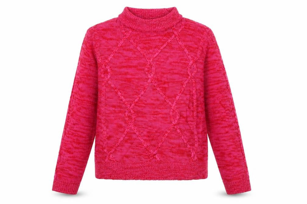 Matalan Womens Pink Argyle/Diamond Acrylic Pullover Sweatshirt Size L  Pullover