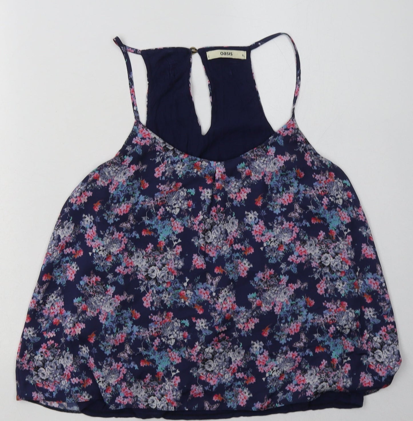 Oasis Womens Purple Floral Polyester Basic Tank Size S Scoop Neck