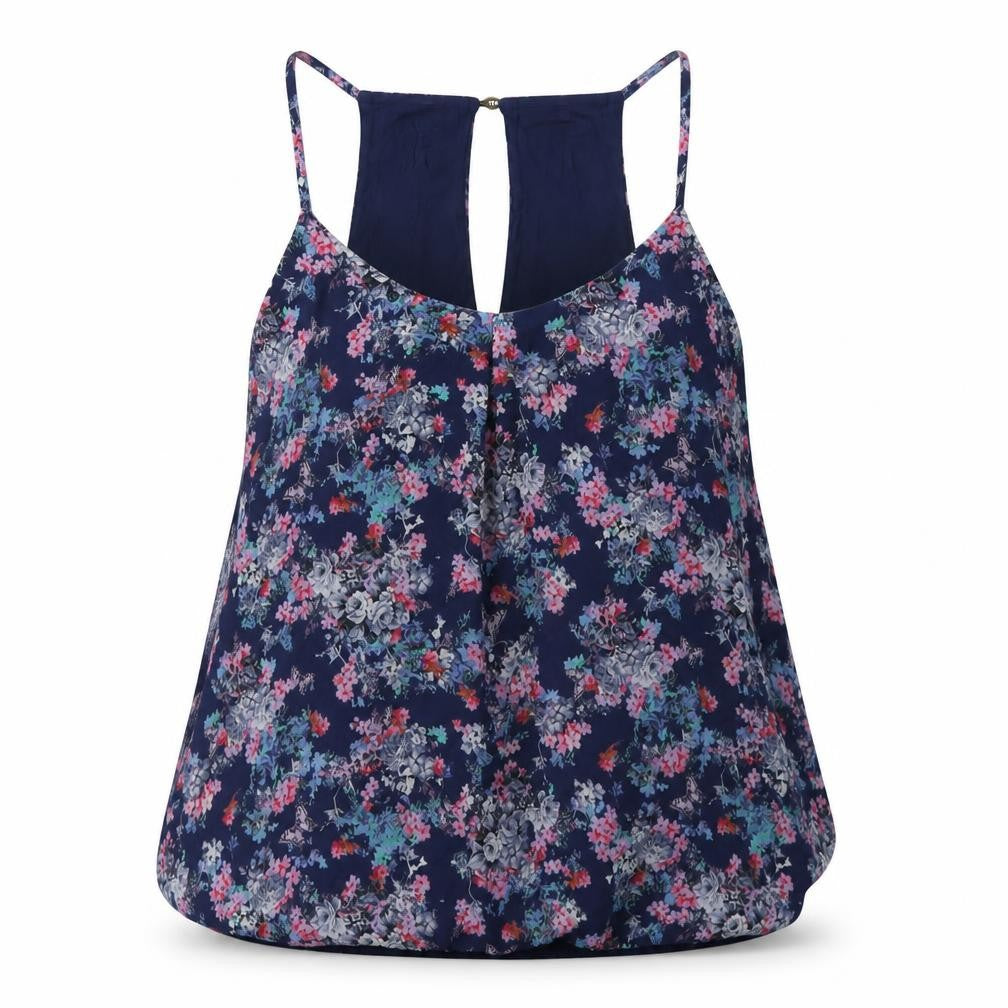 Oasis Womens Purple Floral Polyester Basic Tank Size S Scoop Neck