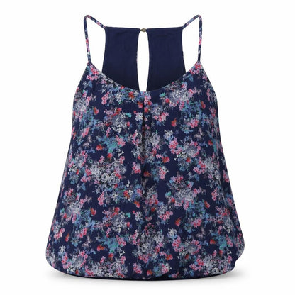 Oasis Womens Purple Floral Polyester Basic Tank Size S Scoop Neck