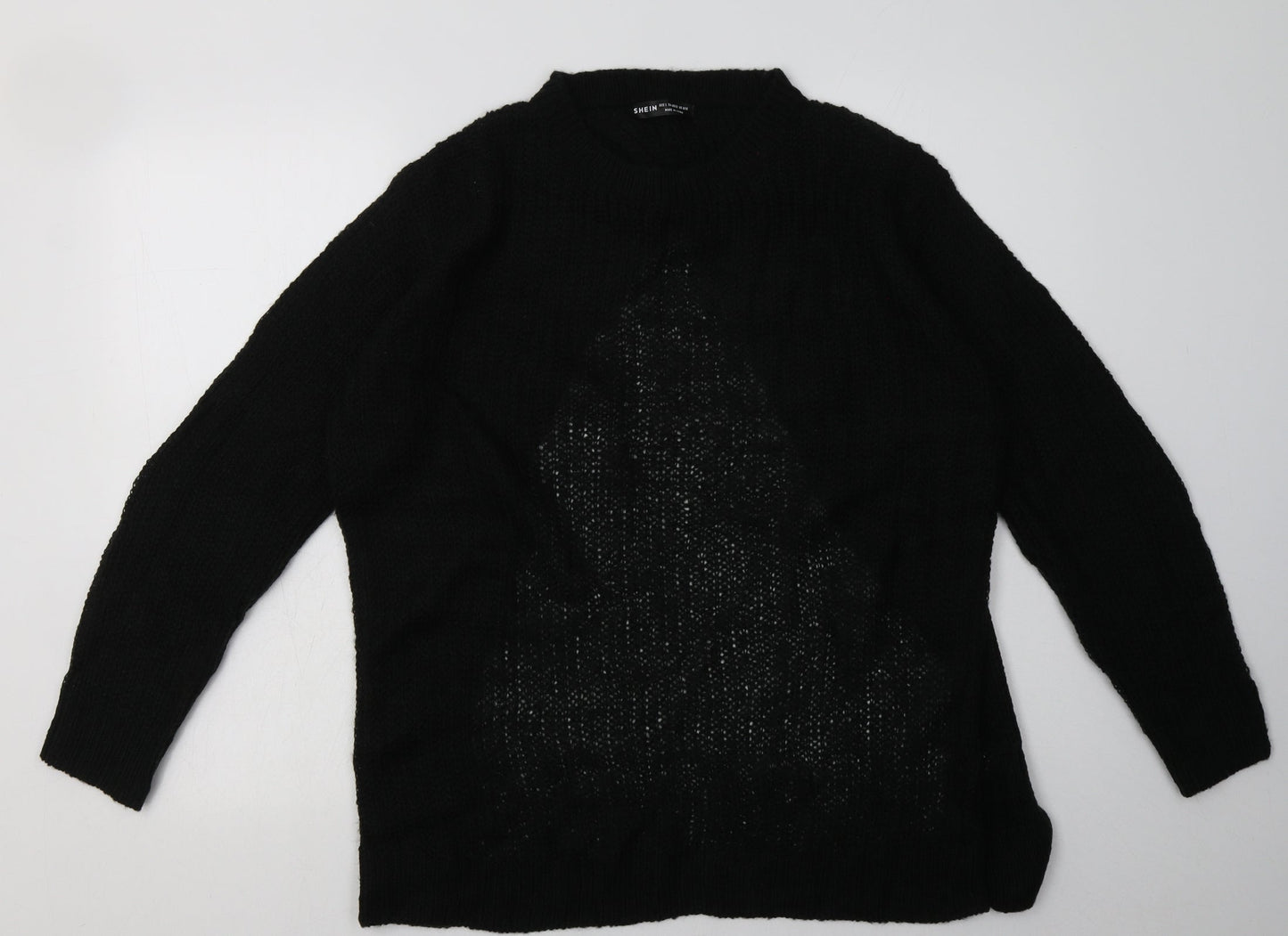 SheIn Womens Black  Acrylic Pullover Sweatshirt Size L  Pullover