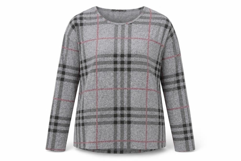 aniston Womens Grey Check Polyester Pullover Sweatshirt Size 14  Pullover