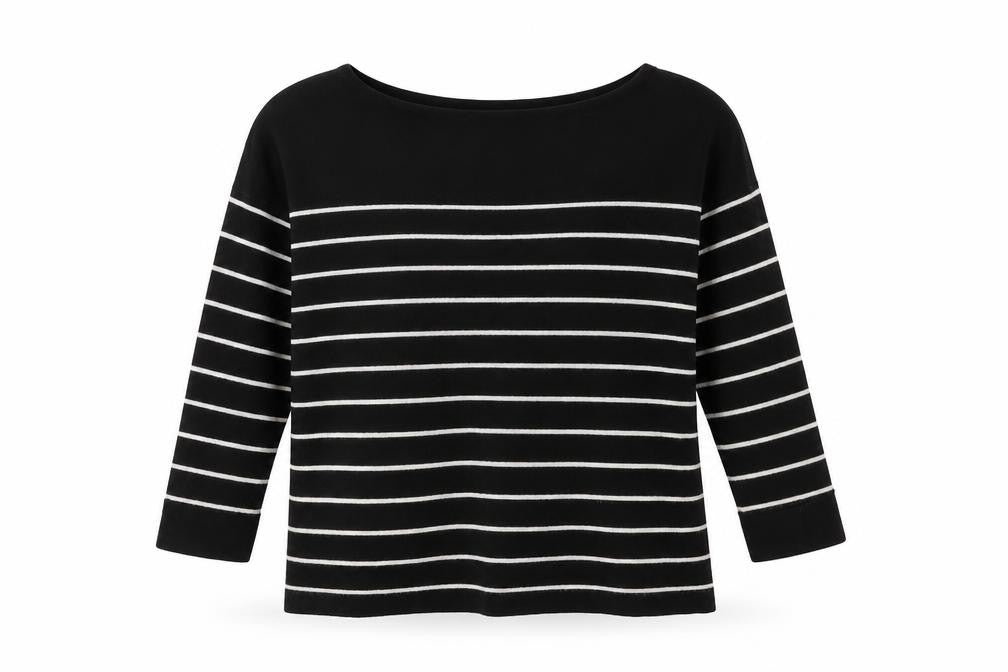 H&M Womens Black Striped Viscose Pullover Sweatshirt Size S  Pullover