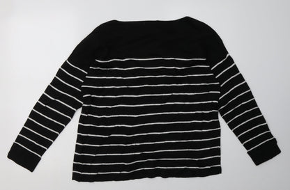 H&M Womens Black Striped Viscose Pullover Sweatshirt Size S  Pullover