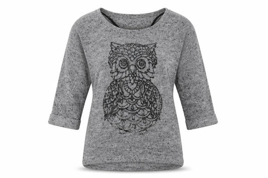 New Look Womens Grey Animal Print Polyester Pullover Sweatshirt Size 12  Pullover - Owl