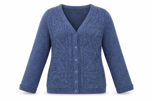 Bonmarché Womens Blue V-Neck Acrylic Cardigan Jumper Size S