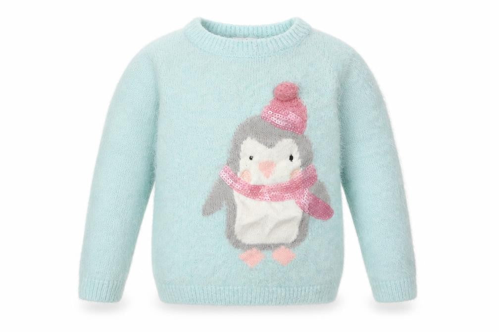 George Girls Green  Polyamide Pullover Sweatshirt Size 2 Years  Pullover - Penguin Print