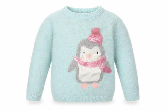 George Girls Green  Polyamide Pullover Sweatshirt Size 2 Years  Pullover - Penguin Print