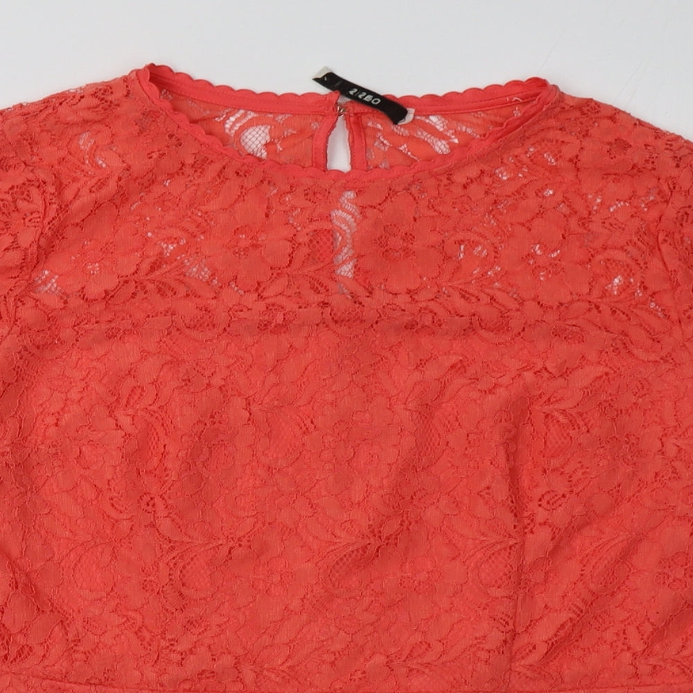 Oasis Womens Pink  Viscose Basic Blouse Size M Crew Neck