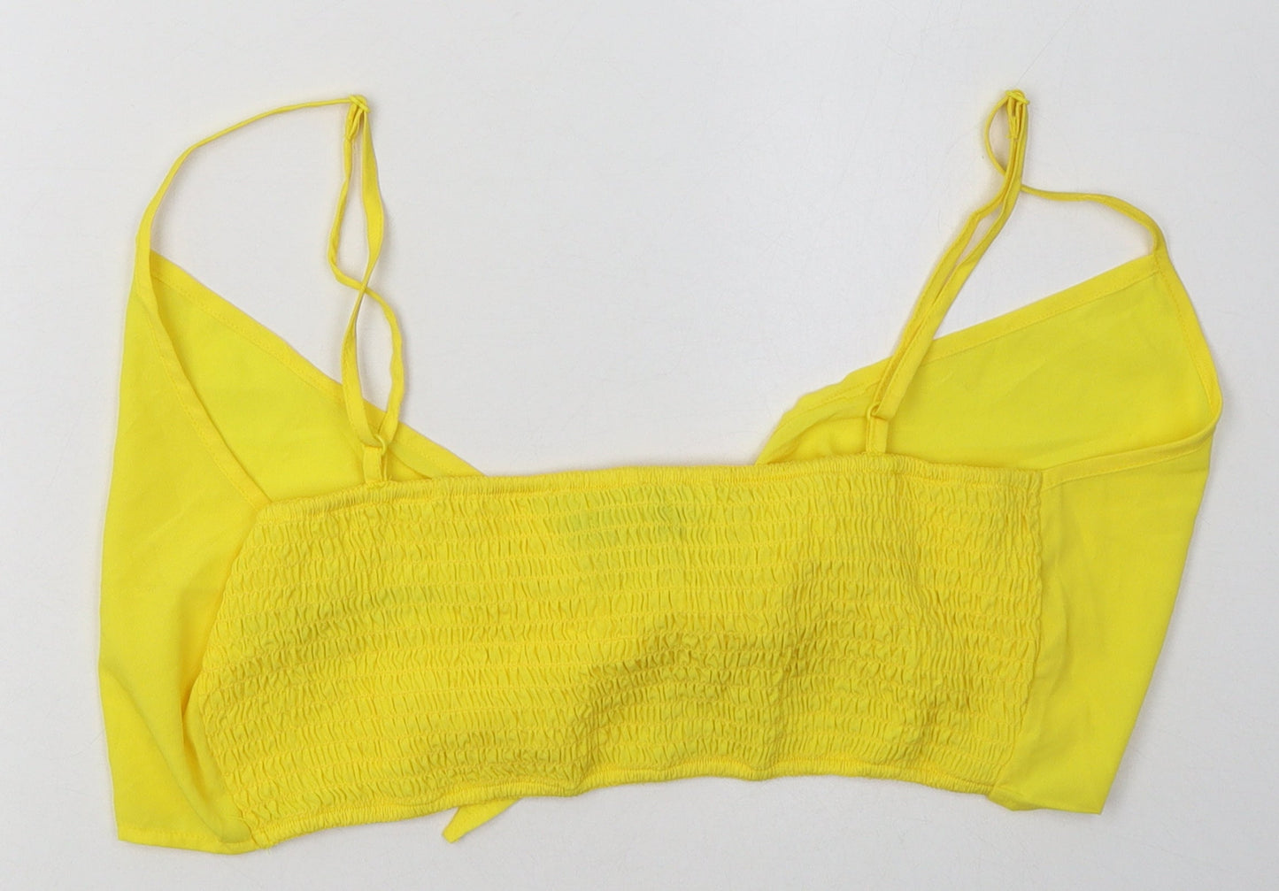 Boohoo Womens Yellow  Polyester Cropped Tank Size 12 V-Neck