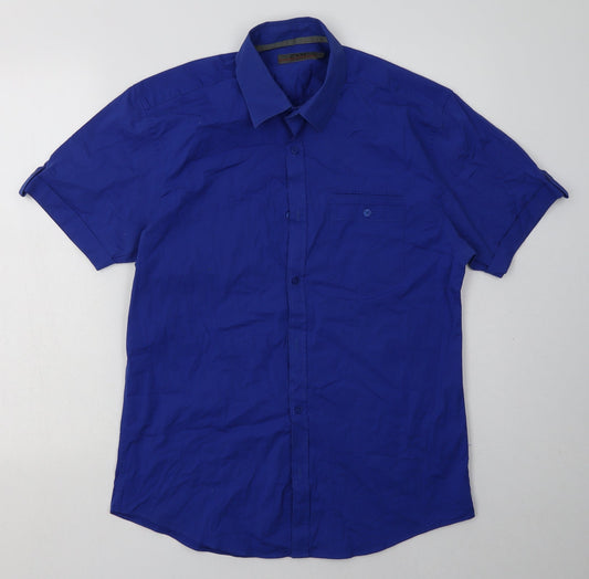 Matalan Mens Blue  Cotton  Button-Up Size M Collared Button
