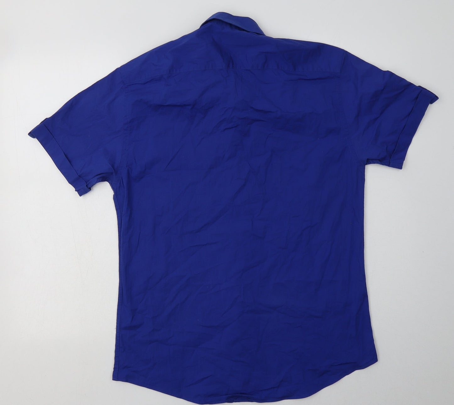 Matalan Mens Blue  Cotton  Button-Up Size M Collared Button