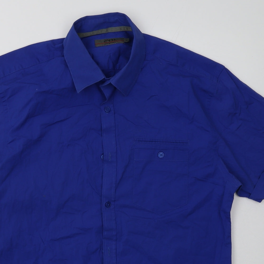 Matalan Mens Blue  Cotton  Button-Up Size M Collared Button