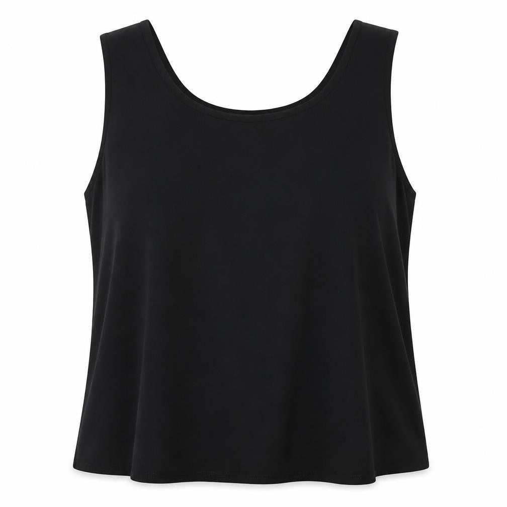 Country Casuals Womens Black Polyester Cropped Tank Size 18 Scoop Neck