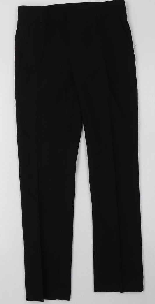 Marks and Spencer Boys Black  Polyester Capri Trousers Size 11-12 Years  Slim Hook & Eye - School Wear