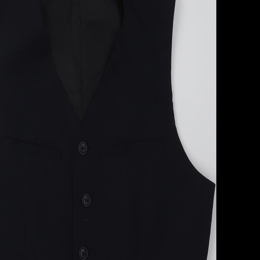 ASOS Mens Blue  Polyester Jacket Suit Waistcoat Size 36