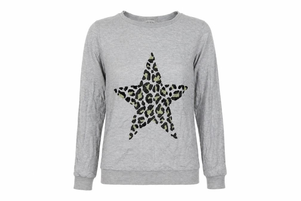 sainsburys Womens Grey Animal Print Cotton Pullover Sweatshirt Size 8  Pullover - Star Print