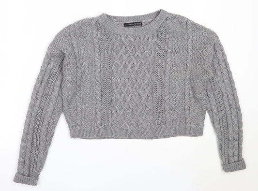 Atmosphere Womens Grey Round Neck  Acrylic Pullover Jumper Size 6
