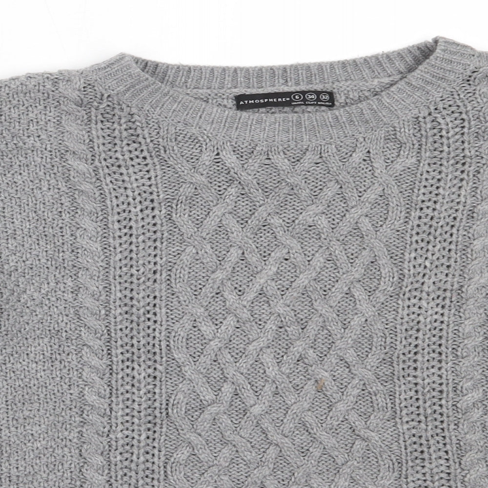 Atmosphere Womens Grey Round Neck  Acrylic Pullover Jumper Size 6