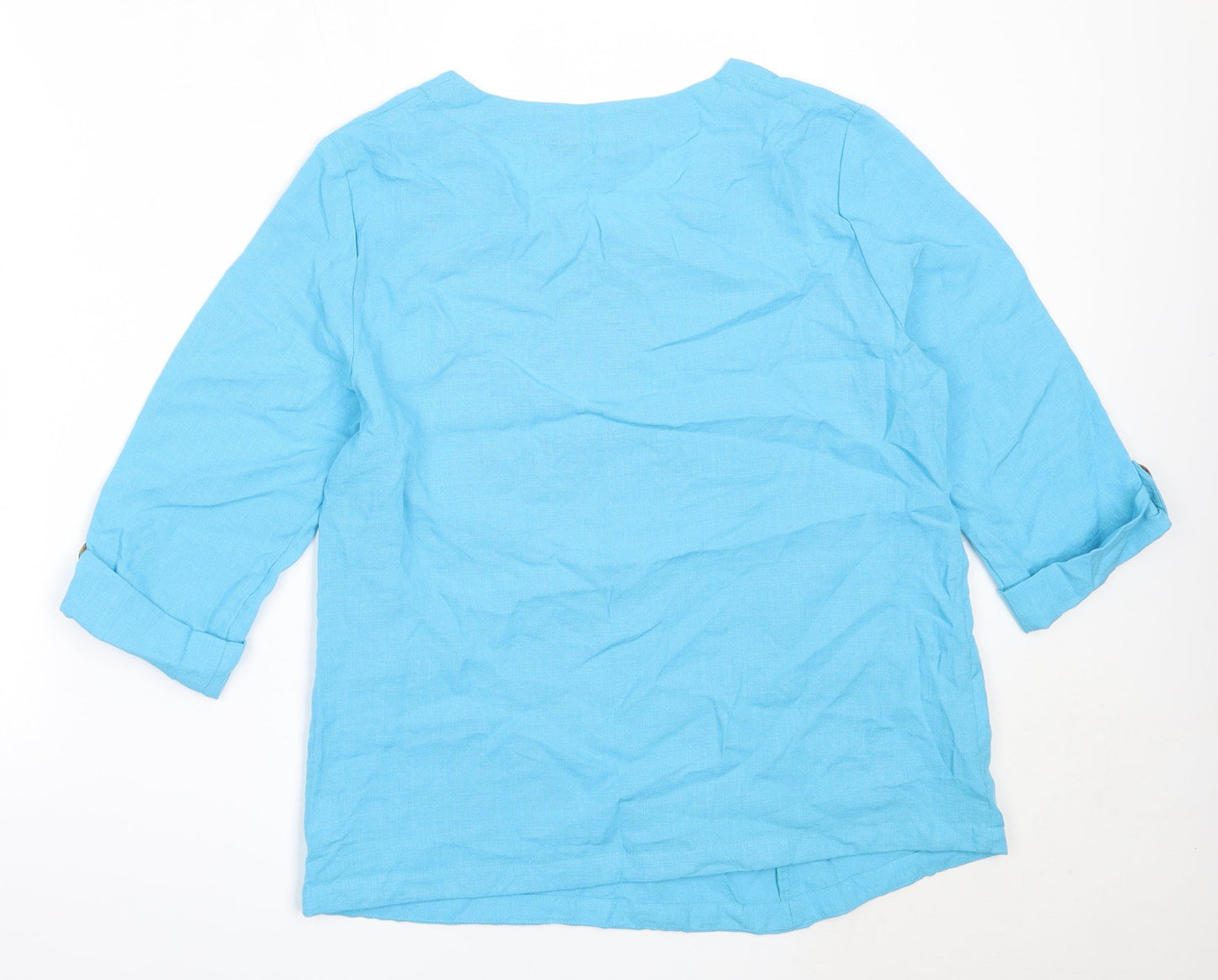 TIGI Womens Blue  Polyamide Basic Blouse Size 10 Round Neck