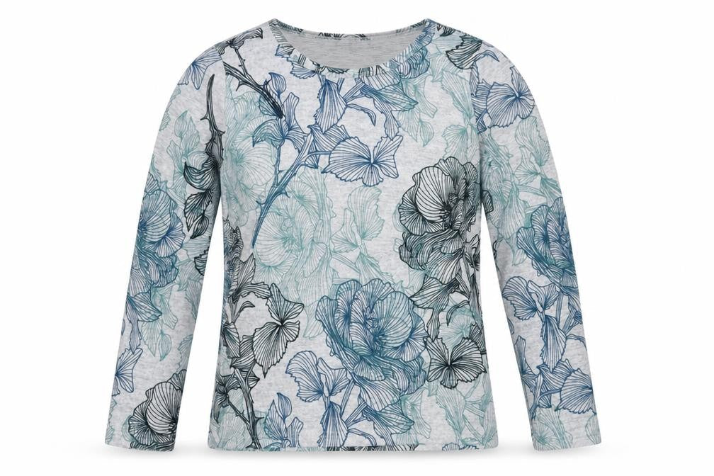 Anna Rose Womens Grey Round Neck Floral Polyester Pullover Jumper Size M