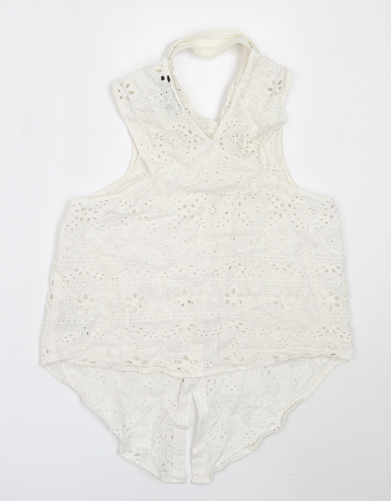 Topshop Womens White  Cotton Basic Button-Up Size 12 Collared