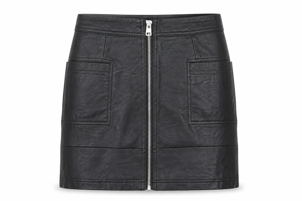 Topshop Womens Black  Polyurethane Mini Skirt Size 4